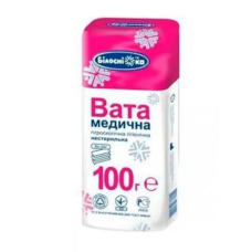 Вата медична нестерильна фасована в зигзагоподібну стрічку, 100 г Вата медична нестерильна фасована в зигзагоподібну стрічку, 100 г
