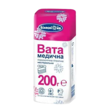 Вата медична нестерильна фасована в зигзагоподібну стрічку, 200 г Вата медична нестерильна фасована в зигзагоподібну стрічку, 200 г