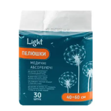 Пелюшки абсорбуючі поглинаючі Light 60 х 40см, 30 шт Пелюшки абсорбуючі поглинаючі Light 60 х 40см, 30 шт