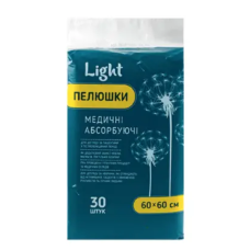 Пелюшки абсорбуючі поглинаючі Light 60 х 60см, 30 шт Пелюшки абсорбуючі поглинаючі Light 60 х 60см, 30 шт