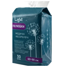 Пелюшки абсорбуючі поглинаючі Light 90 х 60см, 30 шт Пелюшки абсорбуючі поглинаючі Light 90 х 60см, 30 шт