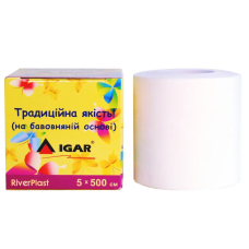 Пластир медичний (в котушці, на бавовняній основі, 5см х 500см)