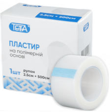 Пластир медичний (в котушці, на полімерній основі, 2,5см х 500см)