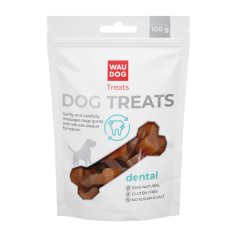 Ласощі для собак WAUDOG Treats "Стоматологічна кістка зі смаком качки", 100 г